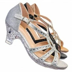 Fabulous Lyla6 Girls Rhinestone Crystal Sandal- Childrens Open Toe Glass Heel Sandals New