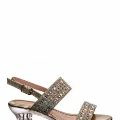 Fabulous New Nora1 Girls Rhinestone Crystal Sandal - Childrens Open Toe Glass Heel Dress Shoe