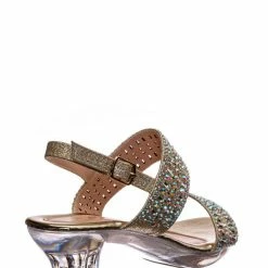 Fabulous New Nora1 Girls Rhinestone Crystal Sandal - Childrens Open Toe Glass Heel Dress Shoe