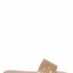 Top Moda Mesa27 Rhinestone Crystal Wide Vamp Slide, Women Summer Slipper