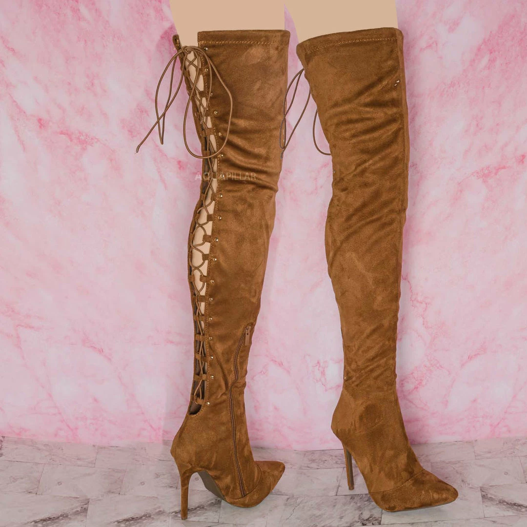 Forever Link Ariana31 Thigh High Victorian Corset Boots - Women Shoes