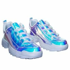 Forever Link Adobe11 Lightweight Foam Shark Tooth Platform Holographic Vinyl Metallic Sneaker