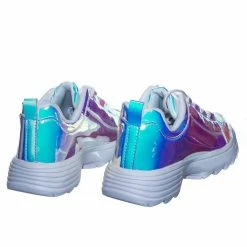 Forever Link Adobe11 Lightweight Foam Shark Tooth Platform Holographic Vinyl Metallic Sneaker
