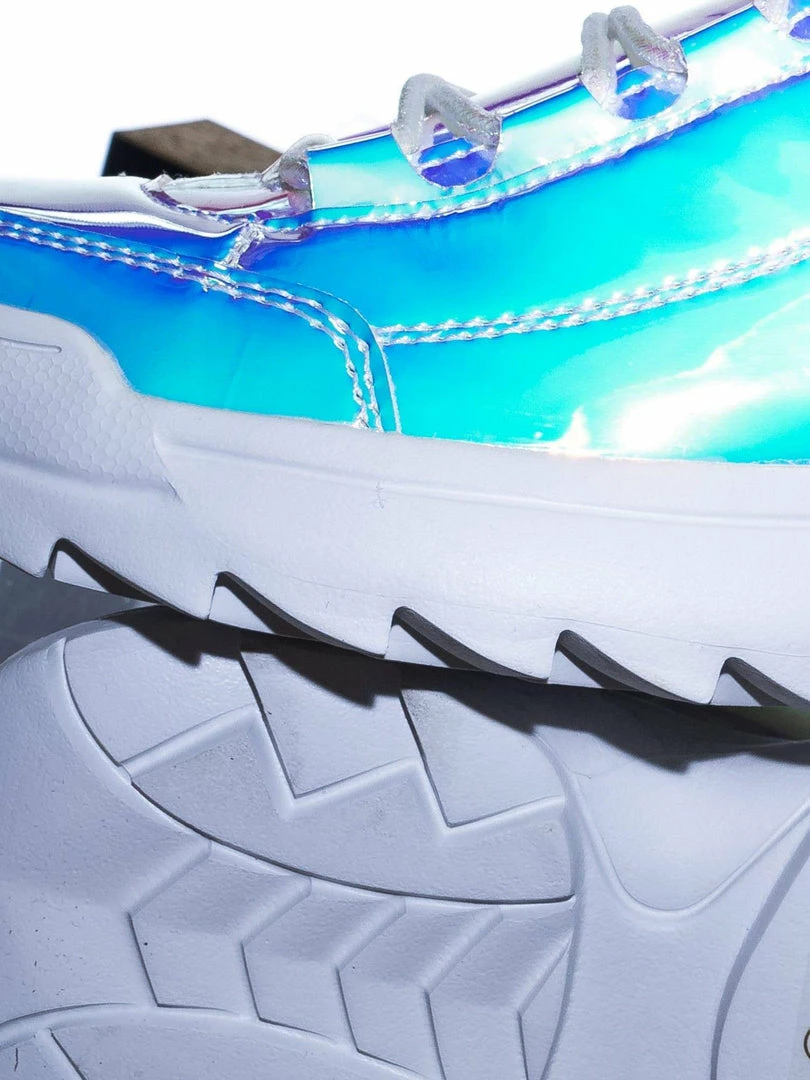 Forever Link Adobe11 Lightweight Foam Shark Tooth Platform Holographic Vinyl Metallic Sneaker