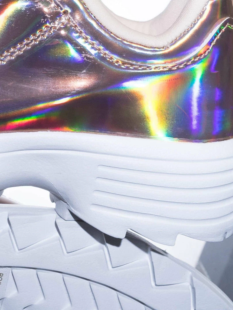 Forever Link Adobe11 Lightweight Foam Shark Tooth Platform Holographic Vinyl Metallic Sneaker
