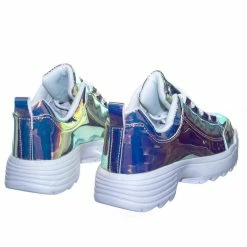Forever Link Adobe11 Lightweight Foam Shark Tooth Platform Holographic Vinyl Metallic Sneaker
