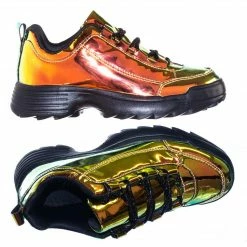 Forever Link Adobe11 Lightweight Foam Shark Tooth Platform Holographic Vinyl Metallic Sneaker