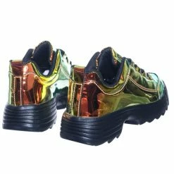 Forever Link Adobe11 Lightweight Foam Shark Tooth Platform Holographic Vinyl Metallic Sneaker