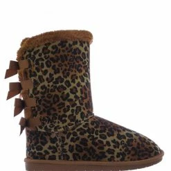 Forever Link Ann34K Girl Shearling Faux Fur Pull Ons - Children Mid Calf Mukluk Slipper Boot