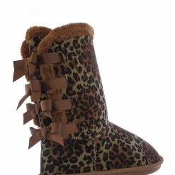 Forever Link Ann34K Girl Shearling Faux Fur Pull Ons - Children Mid Calf Mukluk Slipper Boot