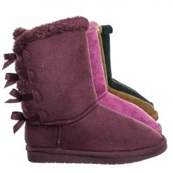 Forever Link Ann34K Girl Shearling Faux Fur Pull Ons - Children Mid Calf Mukluk Slipper Boot