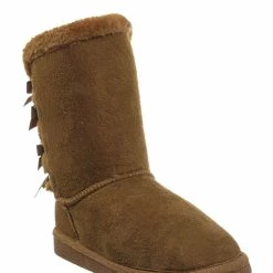 Forever Link Ann34K Girl Shearling Faux Fur Pull Ons - Children Mid Calf Mukluk Slipper Boot