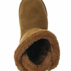 Forever Link Ann34K Girl Shearling Faux Fur Pull Ons - Children Mid Calf Mukluk Slipper Boot