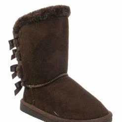 Forever Link Ann34K Girl Shearling Faux Fur Pull Ons - Children Mid Calf Mukluk Slipper Boot