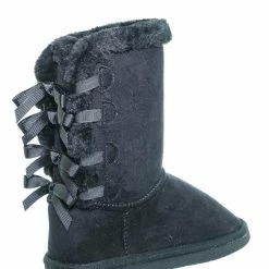 Forever Link Ann34K Girl Shearling Faux Fur Pull Ons - Children Mid Calf Mukluk Slipper Boot