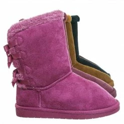 Forever Link Ann34K Girl Shearling Faux Fur Pull Ons - Children Mid Calf Mukluk Slipper Boot