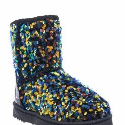 Forever Link Annie42 Sequinned Faux-Fur Lined Mukluk Boots - Women's Mid Calf Winter Shoes