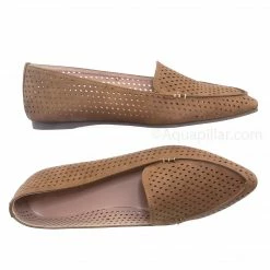 Forever Link New Arrow11 Pointed Toe Perforated Loafer - Women Flat Slipper W Hole Cutout