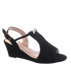 Forever Link Ashlyn56K Children Girl Open Toe Wedge Sling Back Rhinestone Crystal Sandal New