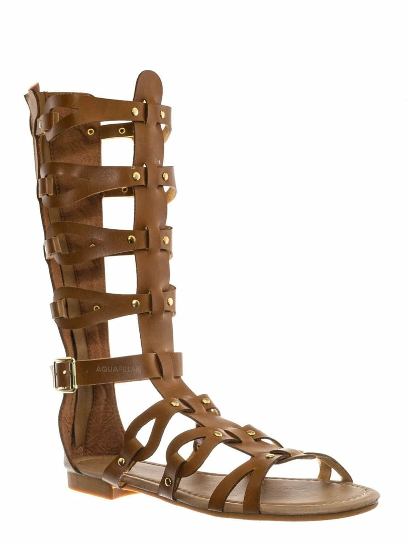 Forever Link New Atta07 Calf High Gladiator Strappy Sandal - Roman Greek Inspired Fashion Shoes