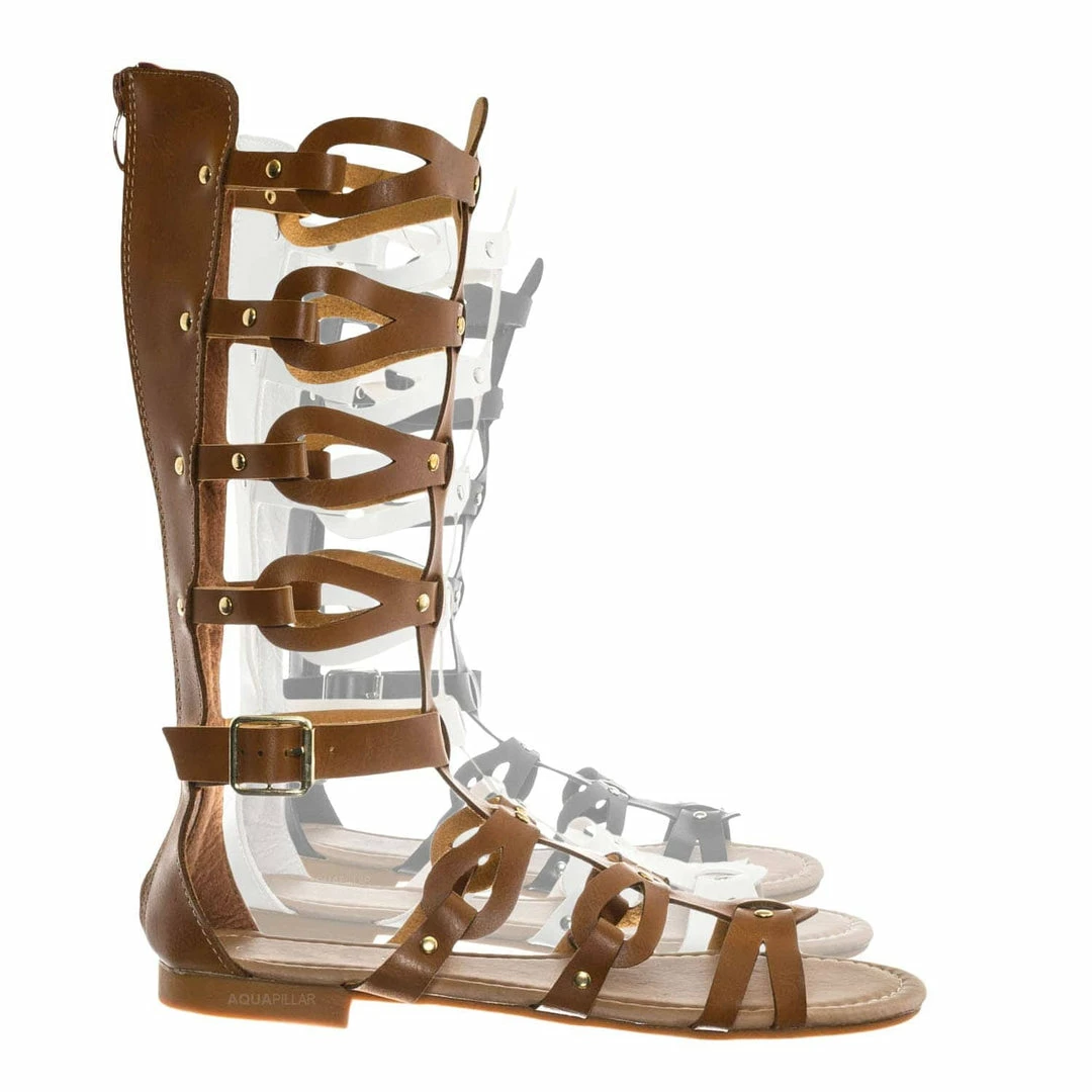 Forever Link New Atta07 Calf High Gladiator Strappy Sandal - Roman Greek Inspired Fashion Shoes