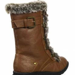 Forever Link New Aura20K Girls Shearling Combat Boots - Children Kids Faux Fur Military Tactical