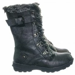 Forever Link New Aura20K Girls Shearling Combat Boots - Children Kids Faux Fur Military Tactical
