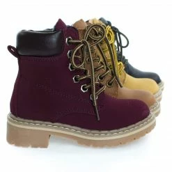Forever Link Braodway3K By Forever, Children Girls Fashion Work Bootie Lace Up Lug Threaded Sole, Kid Girl