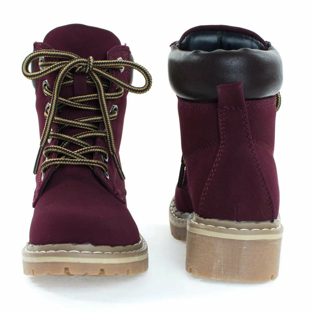 Forever Link Braodway3K By Forever, Children Girls Fashion Work Bootie Lace Up Lug Threaded Sole, Kid Girl