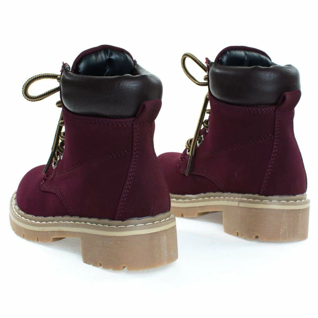 Forever Link Braodway3K By Forever, Children Girls Fashion Work Bootie Lace Up Lug Threaded Sole, Kid Girl