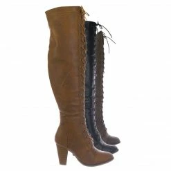 Forever Link New Camila48 Over Knee High Heel Combat Boot - Women Fashion Military Lace Up Shoe