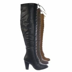 Forever Link New Camila48 Over Knee High Heel Combat Boot - Women Fashion Military Lace Up Shoe