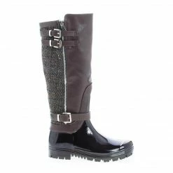 Forever Link Carrie63 By Forever, Knee High Round Toe Tweed Zip Up Lug Sole Raining Boots