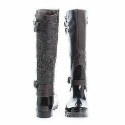 Forever Link Carrie63 By Forever, Knee High Round Toe Tweed Zip Up Lug Sole Raining Boots
