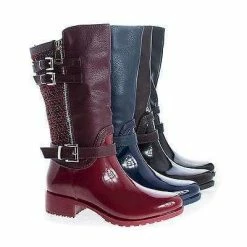 Forever Link Carrie63K By Link, Children Girls Knee High Tweed & Buckle Lug Sole Rain Boots New