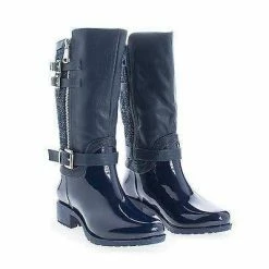 Forever Link Carrie63K By Link, Children Girls Knee High Tweed & Buckle Lug Sole Rain Boots New