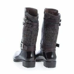 Forever Link Carrie63K By Link, Children Girls Knee High Tweed & Buckle Lug Sole Rain Boots New