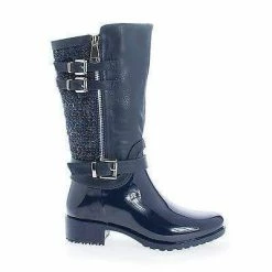Forever Link Carrie63K By Link, Children Girls Knee High Tweed & Buckle Lug Sole Rain Boots New