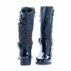 Forever Link Carrie63K By Link, Children Girls Knee High Tweed & Buckle Lug Sole Rain Boots New