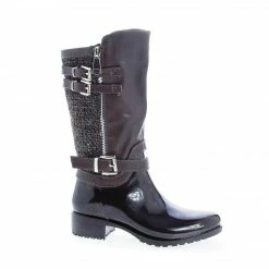 Forever Link Carrie63K By Link, Children Girls Knee High Tweed & Buckle Lug Sole Rain Boots New