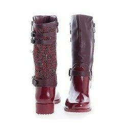Forever Link Carrie63K By Link, Children Girls Knee High Tweed & Buckle Lug Sole Rain Boots New