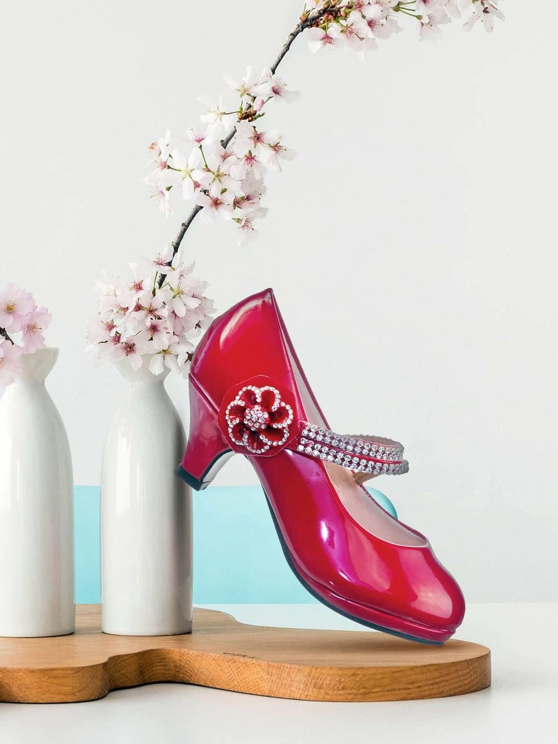 Forever Link Dana18K Children Girl High Heel Dress Pump W Rhinestone Crystal Rose Mary Jane