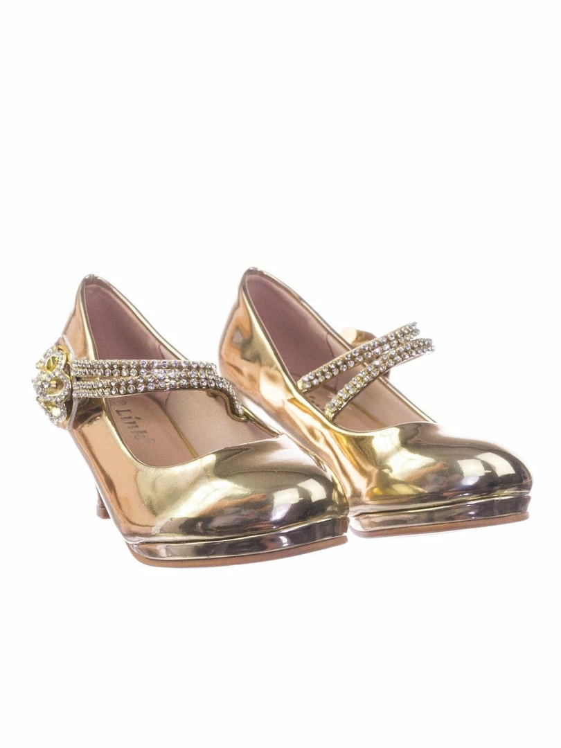 Forever Link Dana18K Children Girl High Heel Dress Pump W Rhinestone Crystal Rose Mary Jane