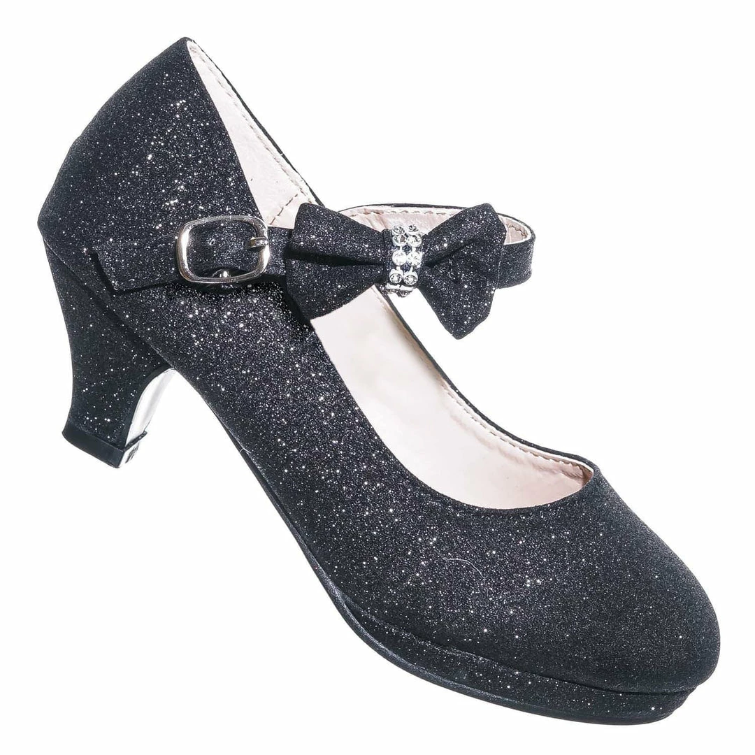 Forever Link Dana52K Girl Rounded Toe Mary Jane Pump - Children Kid Glitter Rhinestone Bow New