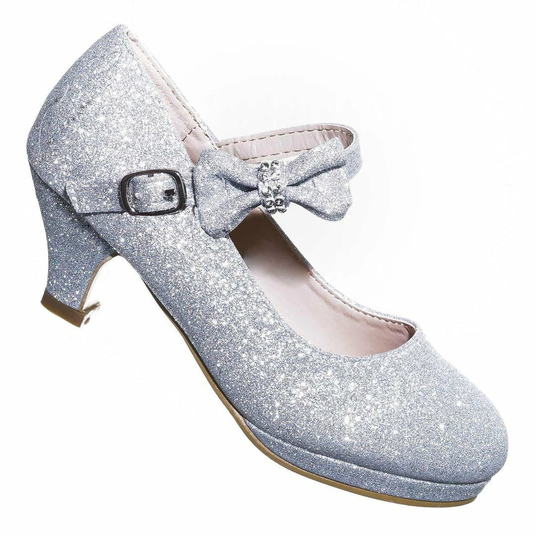 Forever Link Dana52K Girl Rounded Toe Mary Jane Pump - Children Kid Glitter Rhinestone Bow New