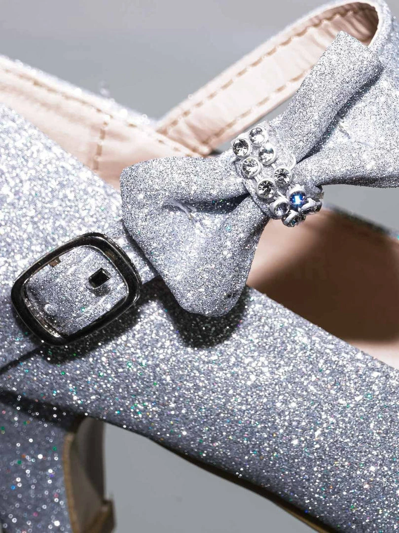 Forever Link Dana52K Girl Rounded Toe Mary Jane Pump - Children Kid Glitter Rhinestone Bow New