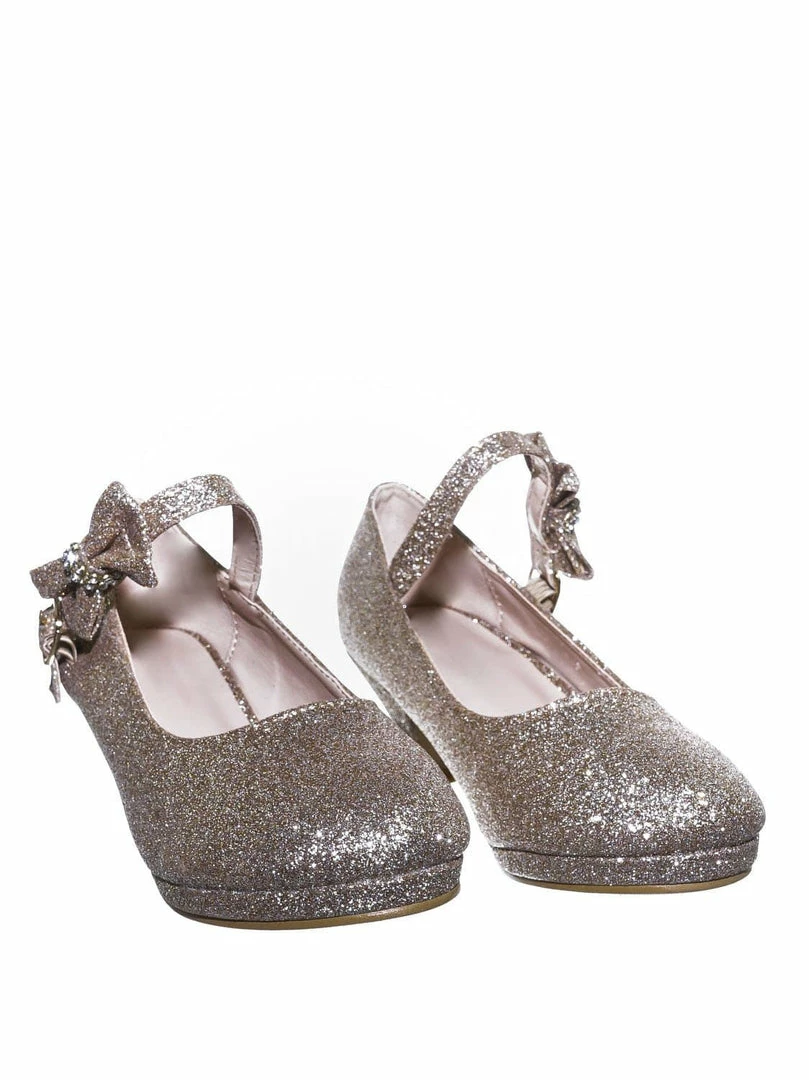 Forever Link Dana52K Girl Rounded Toe Mary Jane Pump - Children Kid Glitter Rhinestone Bow New