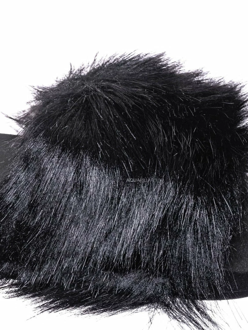 Forever Link New Delma30 Fuzzy Faux Fur Slides - Molded Footbed Shaggy Fluffy Flat Sandal