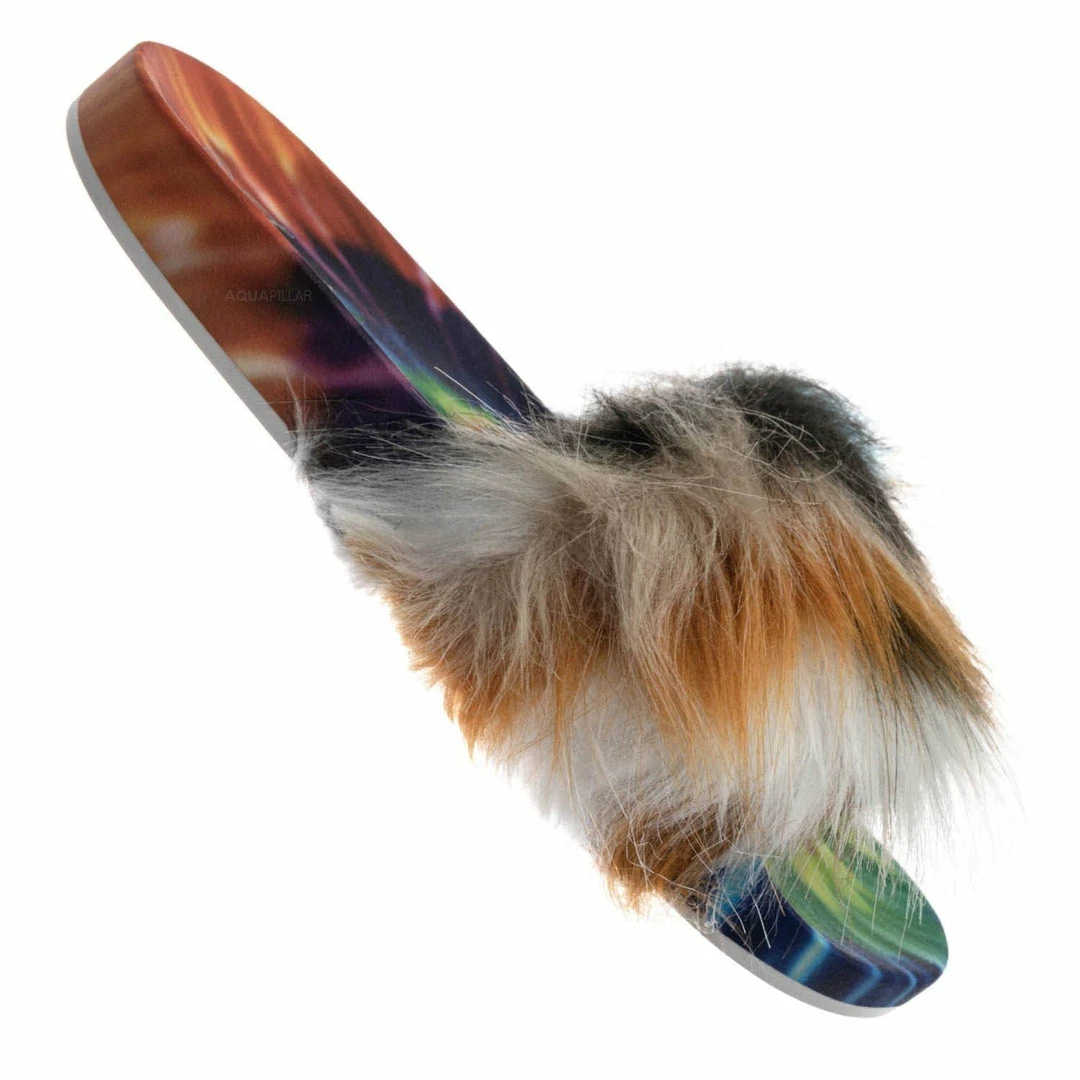 Forever Link New Delma30 Fuzzy Faux Fur Slides - Molded Footbed Shaggy Fluffy Flat Sandal