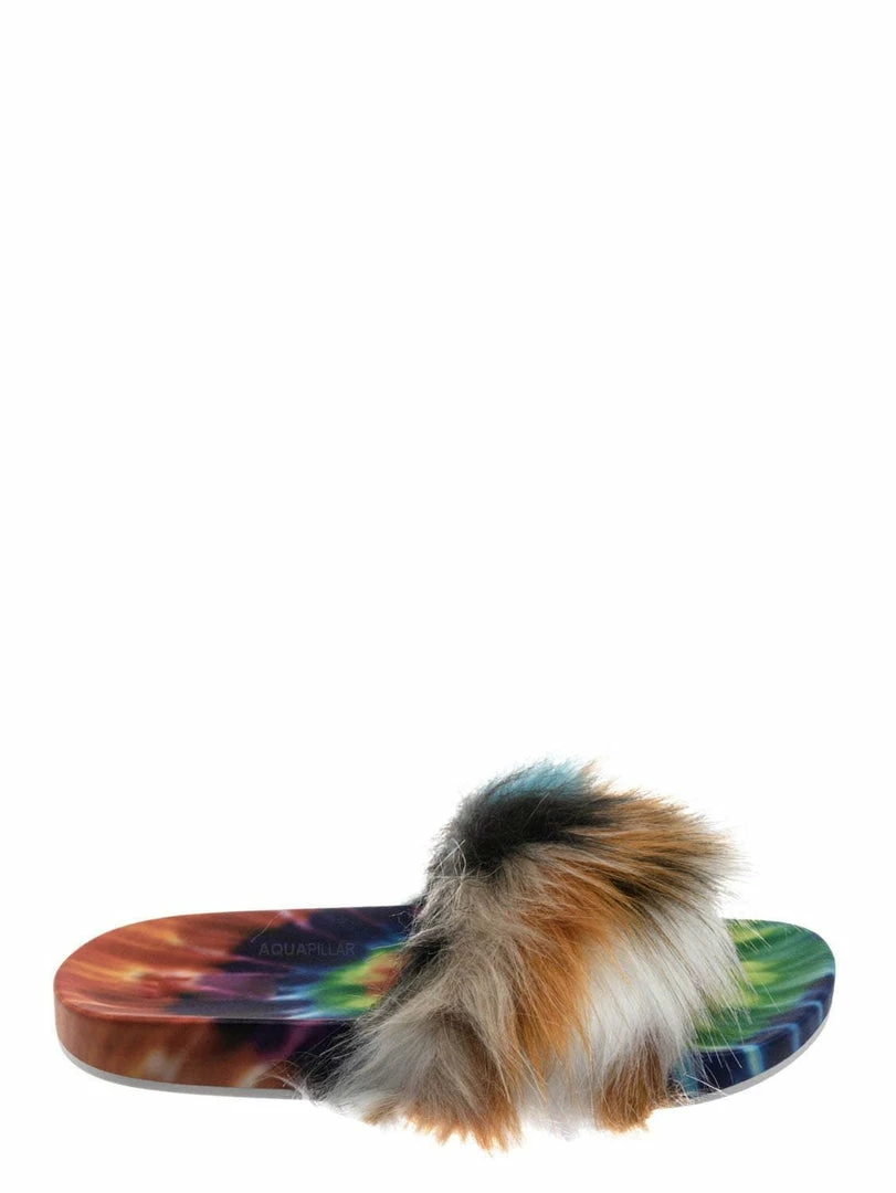 Forever Link New Delma30 Fuzzy Faux Fur Slides - Molded Footbed Shaggy Fluffy Flat Sandal